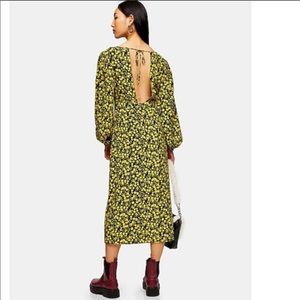 NWT Topshop floral godet twist midi dress